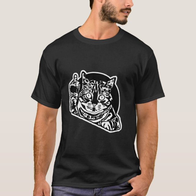 Camiseta Gato Engraçado Dando O Dedo Médio (Frente)