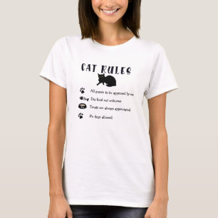Camiseta Gato Engraçado das mulheres Regras Gráficas Impres
