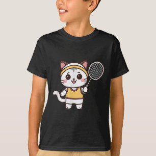 Camiseta Gato Engraçado de Badminton Mulheres Meninas Jogad