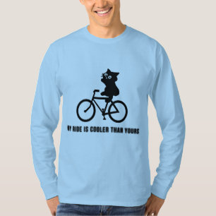 Camiseta Gato Engraçado de Bicicleta Camiseta Gr