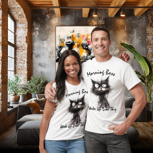 Camiseta Gato Engraçado de Esboço – Texto Editável Gato da 