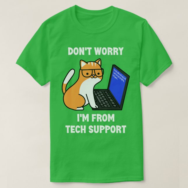 Camiseta Gato Engraçado De Geek De Computador Não Me Preocu (Frente do Design)