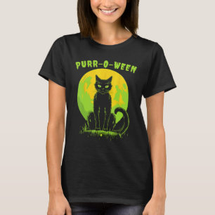 Camiseta Gato Engraçado de Halloween Purr-o-ween