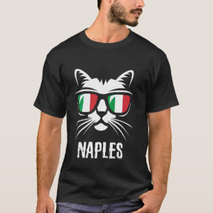 Camiseta Gato Engraçado de Nápoles Bandeira da Itália