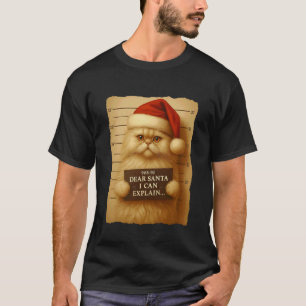 Camiseta Gato engraçado de Natal - Persa fofo com chapéu de