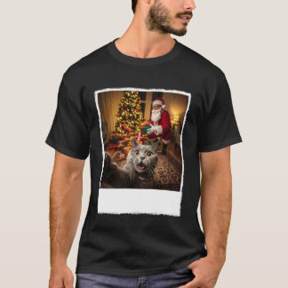 Camiseta Gato engraçado de Natal selfie com presentes do Pa