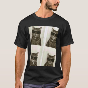 Camiseta Gato Engraçado de Óculos de Sol em Fotobooth Selfi
