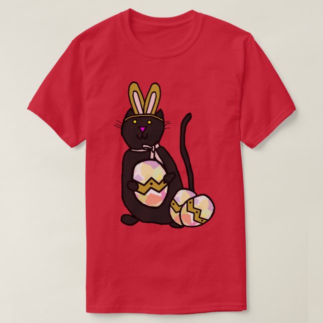 Camiseta Gato Engraçado de Orelhas de Coelho (Frente do Design)