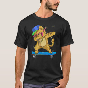 Camiseta Gato Engraçado de Patins Dabbing Gatinho Skate