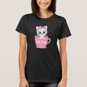 Camiseta Gato Engraçado de Taa Cup de Kit Bonito