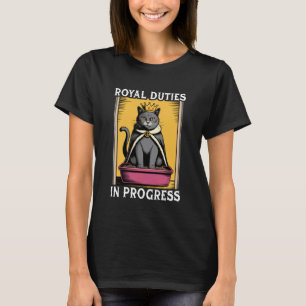 Camiseta Gato Engraçado Deveres Reais Em Andamento Caixa De