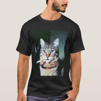 Camiseta Gato Engraçado Dizendo Meme de Fumar Felino Sarcás
