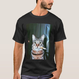 Camiseta Gato Engraçado Dizendo Meme de Fumar Felino Sarcás