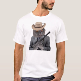 Camiseta Gato engraçado do gângster