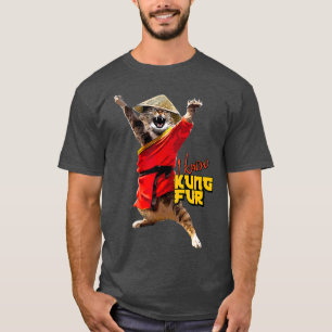 Camiseta Gato engraçado do Kung Fu para o Fã de Artes Mar