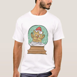 Camiseta Gato engraçado do Natal no animal do Xmas do globo