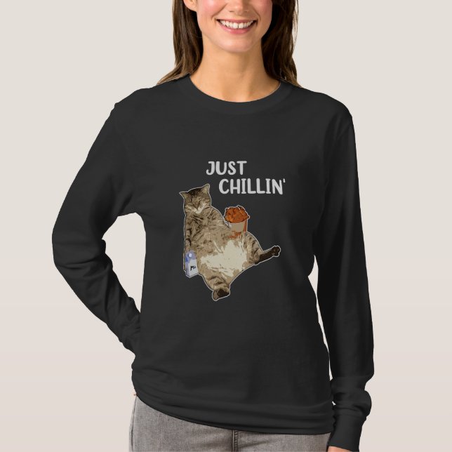 Camiseta Gato Engraçado (Dormindo Bebendo) (Frente)