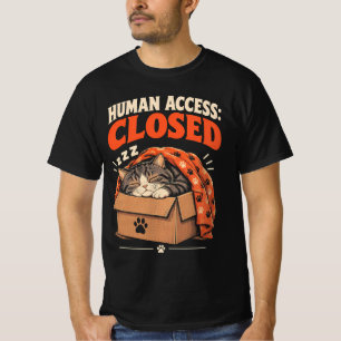 Camiseta Gato Engraçado Dormindo em Caixa com Acesso Humano