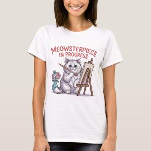 Camiseta Gato Engraçado e Fofo Artista Pintor Mãe de Gato