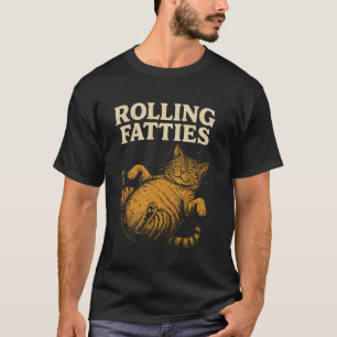 Camiseta Gato Engraçado e Fofo Rolando Gordos Gatinhos Pai 