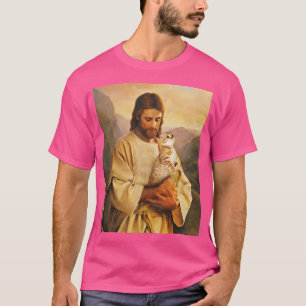 Camiseta Gato Engraçado E Jesus Amante