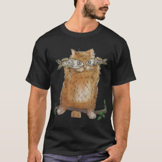 Camiseta Gato engraçado e óculos de sol de peixe