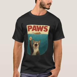 Camiseta Gato Engraçado e Paródia de Rato Arte Retro Patas