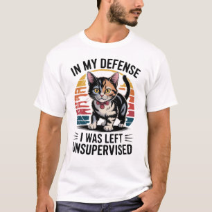 Camiseta Gato Engraçado Em Minha Defesa Eu Fui Deixado Sem