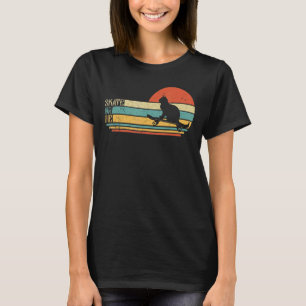 Camiseta Gato Engraçado Em Skate, Skatista Retro