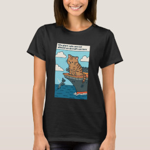 Camiseta Gato Engraçado em um Porta-Aviões