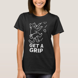 Camiseta Gato Engraçado Escalada de Rocha Segure Firme