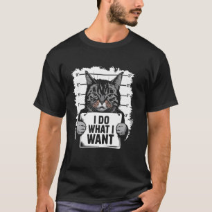 Camiseta Gato Engraçado Eu Faço O Que Quero Mugshot Felino