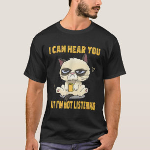 Camiseta Gato Engraçado Eu Posso Ouvir Você Mas Estou Ouvin