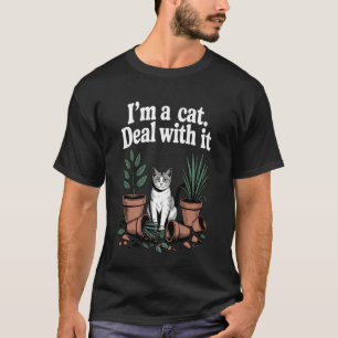 Camiseta Gato Engraçado Eu Sou Um Gato Lide Com Isso Planta