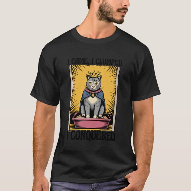 Camiseta Gato Engraçado Eu Vim Eu Tropecei Eu Conquistei Ca (Frente)