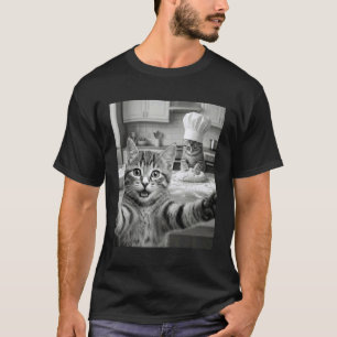 Camiseta Gato Engraçado Fazendo Biscoitos Meme Padaria Gati