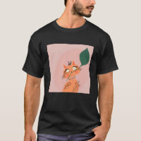 Gato Engraçado Folha de Planta Cartoon