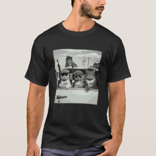 Camiseta Gato Engraçado Foto Antiga de Gangster Criminoso M
