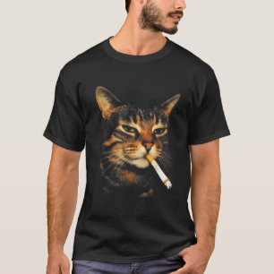 Camiseta Gato Engraçado Fumando Cigarro Meme Gatinho Idiota