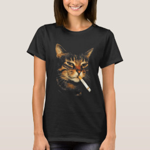 Camiseta Gato Engraçado Fumando Cigarro Meme Gatinho Idiota