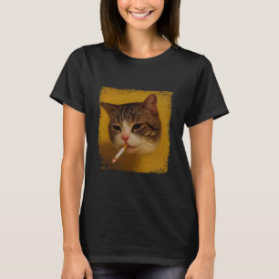 Camiseta Gato Engraçado Fumando, Gatinho de Cigarro Meme Ge