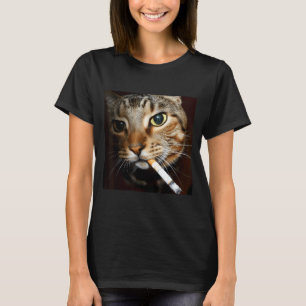 Camiseta Gato engraçado fumando meme humor negro gato sarcá