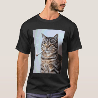Camiseta Gato Engraçado Fumando Meme Piada Sarcástica Gen Z