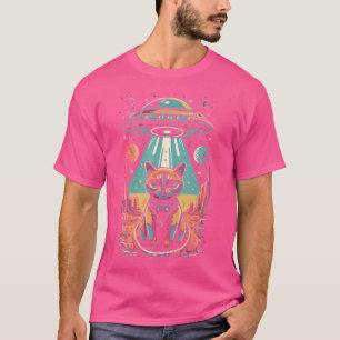 Camiseta Gato Engraçado Galáxia Ca Alienígena de nave espac