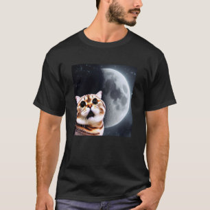Camiseta Gato engraçado Gato Lua Kitten Fofo Gráfico único