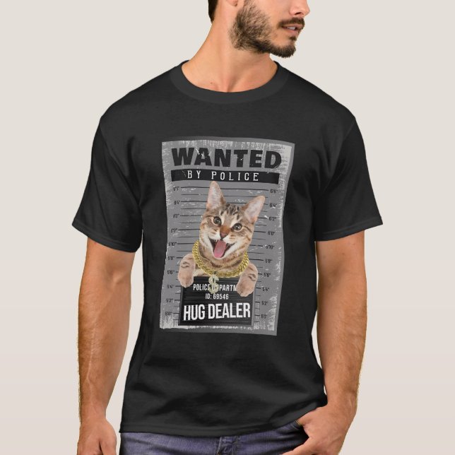 Camiseta Gato Engraçado Gato Mugshot Desejava Gatinhos Boni (Frente)