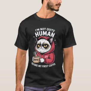 Camiseta Gato Engraçado Gatos Gatinhos Bebedor de Café Sarc