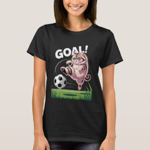 Camiseta Gato Engraçado Gol de Futebol Chute Futebol Humor