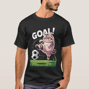Camiseta Gato Engraçado Gol de Futebol Chute Futebol Humor