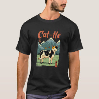 Camiseta Gato engraçado híbrido de vaca e gato
